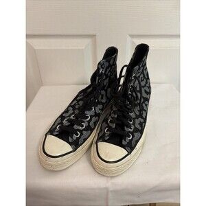 CONVERSE CHUCK TAYLOR 70 HI REFLECTIVE LEOPARD BLACK EGRET 172256C WOMEN, SIZE 9